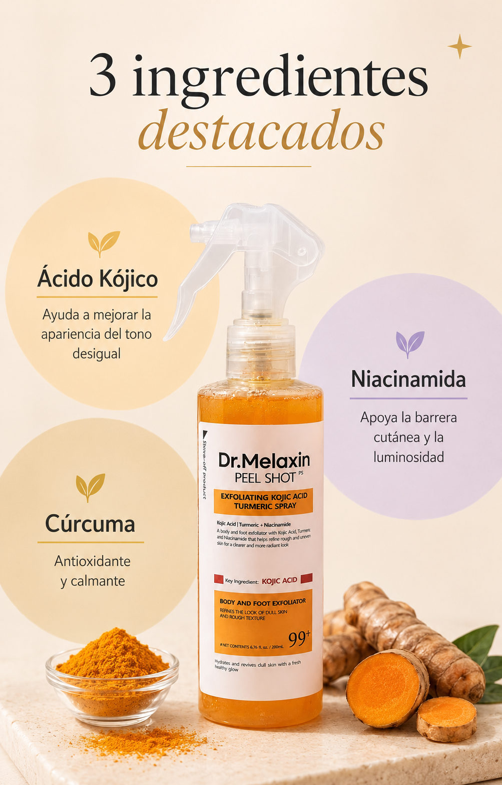 Ingredientes y beneficios del Dr. Melaxin Peel Shot